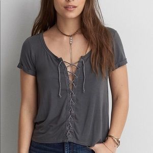 American eagle lace up t-shirt